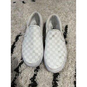 NWOT White Checked Slip-on Vans Youth Size 3